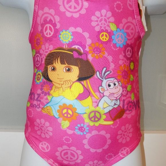 Dora the Explorer Paz &Love Pink 1 PC Swimsuit Size 24 Months Girl's NEW - Picture 2 of 3
